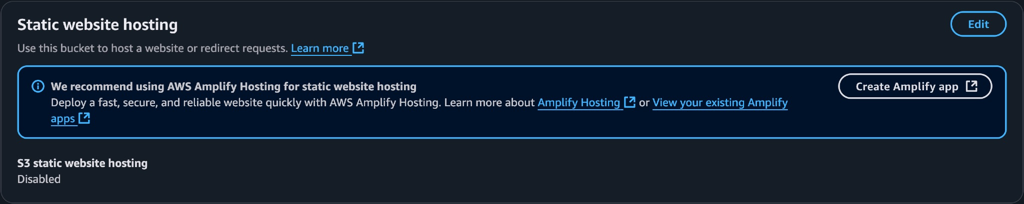 AWS S3 Static Website Console